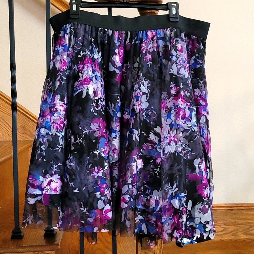 Torrid Floral Printed Mini Tulle Skirt
